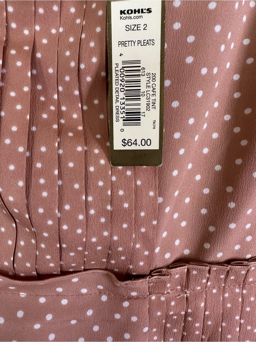 NWT LC Lauren Conrad Blush Polka Dot Pleated Mini Dress. Size 2 - Picture 3 of 4